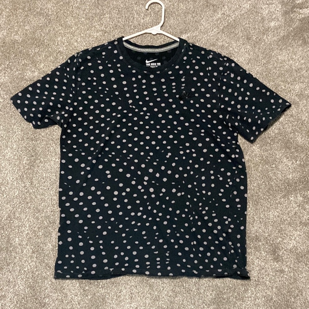 Nike Athletic Cut Tee Black and White Polka Dot Mens Large